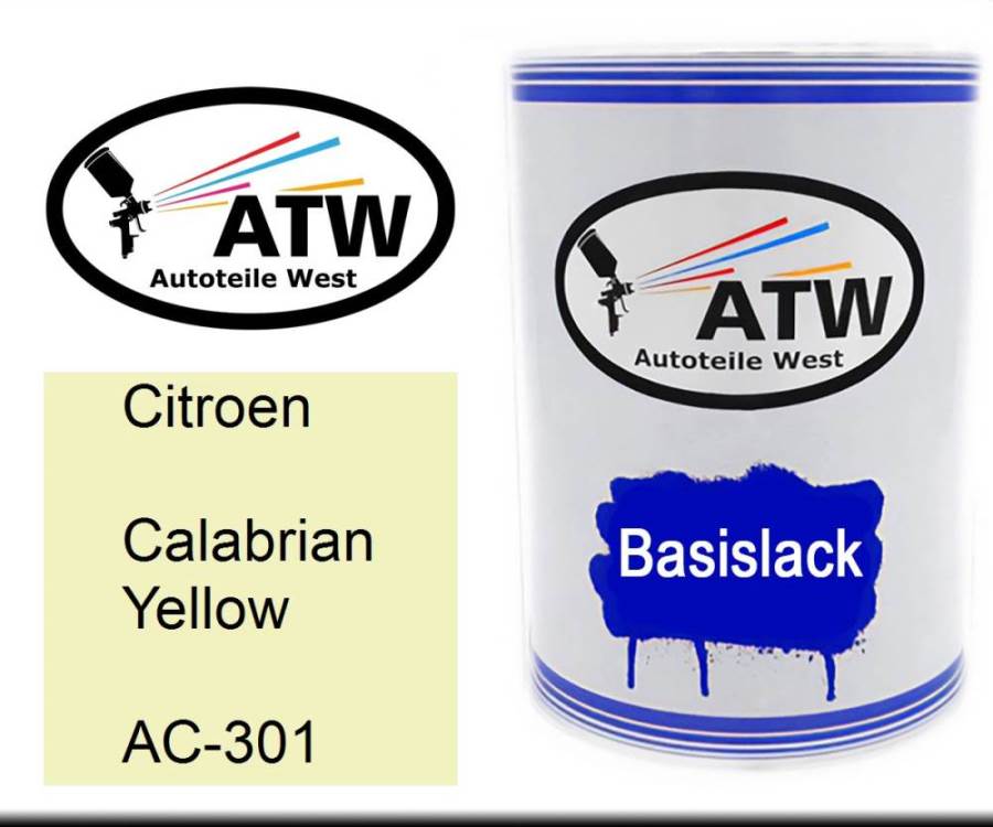 Citroen, Calabrian Yellow, AC-301: 500ml Lackdose, von ATW Autoteile West.